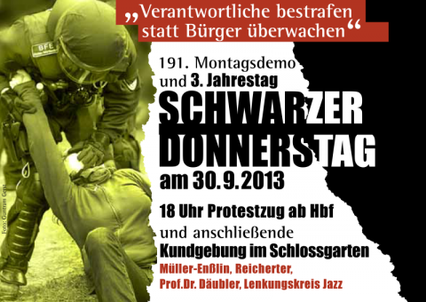 Flyer_191.MoDemo_3.JahrestagSchwarzerDonnerstag_2013-09-30_Vorderseite