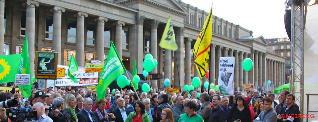 S21-Gegner bei BTW13 Wahlwerbung der Grünen ©weiberg